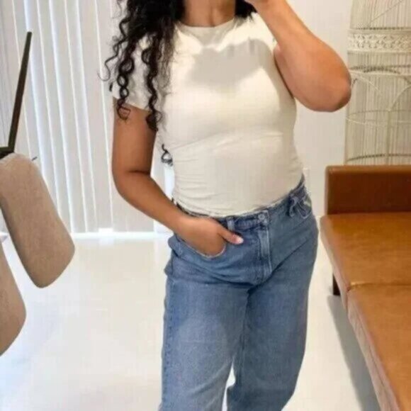 SKIMS Stretch Cotton Tee in Bone Size X-Small - Picture 12 of 14